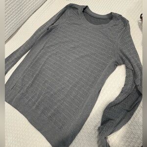 Two Perforated Long Sleeve Lululemon Tops (grey and white)